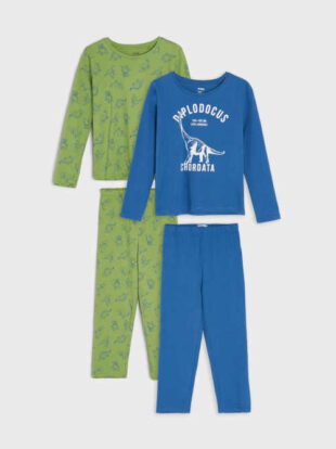 Pamučna dječja duga pidžama s printom - 2 komada u pakiranju